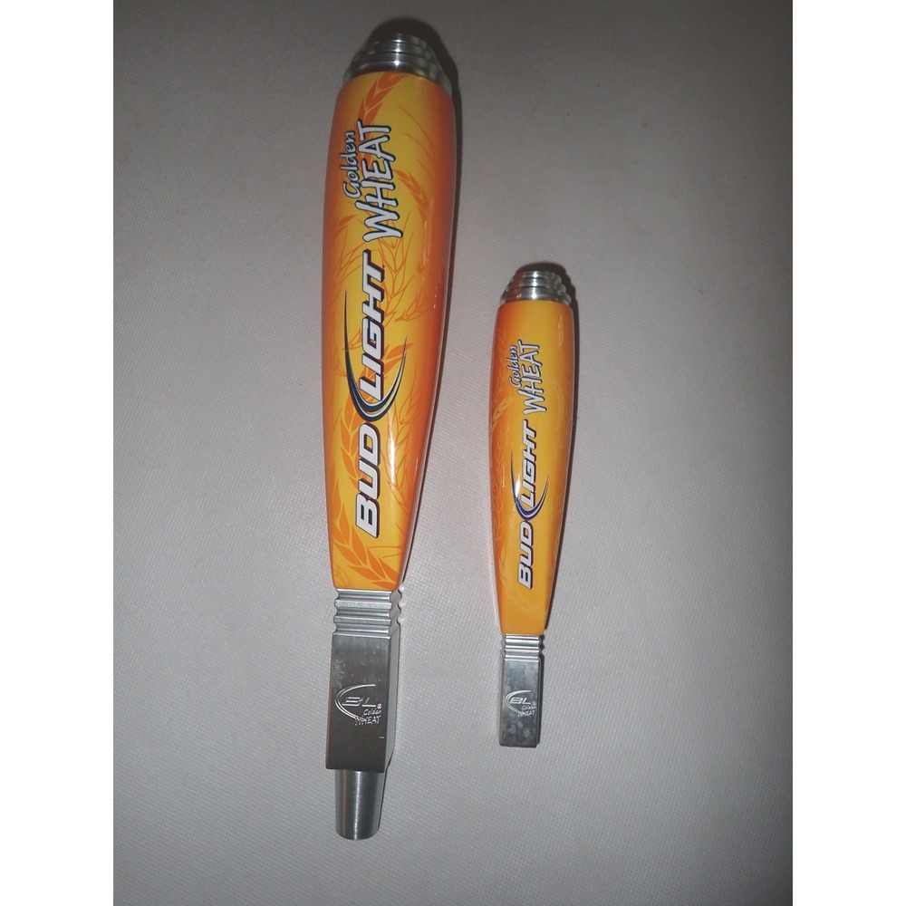Bud Light Golden Wheat Beer Tap Handles Set of 2 Large and Small Shorty